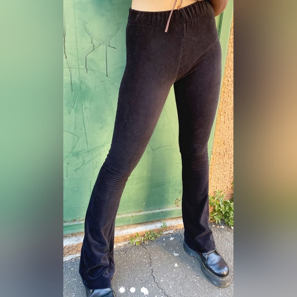 Subdued Brown Velvet Corduroy Flared Trouser Pants Size Small